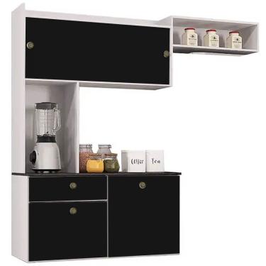 Imagem de Cozinha Suspensa Lara 4 Portas 1 Gaveta Poquema Cor Branco com Preto