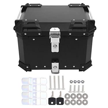 Imagem de Mala de viagem para motocicleta universal 45L caixa de ferramentas de armazenamento de porta-malas traseira de alumínio para motocicleta / / / capa superior de motocicleta (preto)