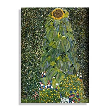 Imagem de Impressão do artista Gustav Klimt - Pintura famosa - Reproduções de arte em tela 'O Girassol' Pôster - Pronto para pendurar Quadro de arte de parede em tela para decoração de sala de estar 50 x 70 cm