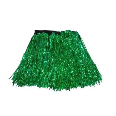 Imagem de Saia Fitilho Metalizado Verde Carnaval 40cm Elástico tiras autocolante