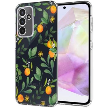 Imagem de Unov Capa compatível com Galaxy A35 5G transparente com sabores cítricos laranjas frutas em relevo padrão TPU macio absorção de choque fina capa protetora traseira