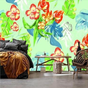 Imagem de Lcythiazole Papel de parede floral de tamanho personalizável - Descasque e cole papel de parede floral e papel de parede de menina descasque e cole, removível, para quarto de meninas e banheiro