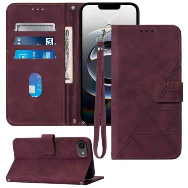 Imagem de Moment Dextrad Capa carteira para iPhone SE 2025, compartimentos para cartão, alça de pulso, proteção interna de telefone TPU, capa flip de couro PU (vermelha)