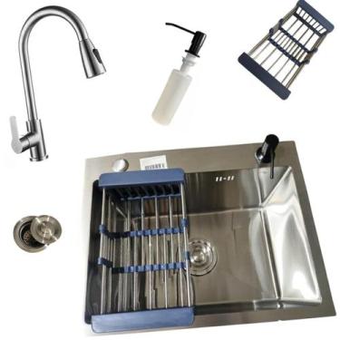 Imagem de Kit Cuba Gourmet 50x40cm + Torneira Moncocomando Extensível  - Moreira