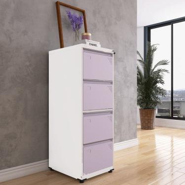 Imagem de Gaveteiro Arquivo em Aço 4 Gavetas OF04SLTCM Branco/Lilás