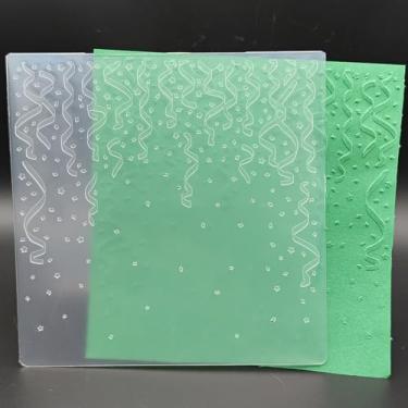 Imagem de Pasta de plástico em relevo, fitas de celebração de 15 x 15 cm, artesanato em papel, impressões texturizadas de plástico para fazer cartões, scrapbooking