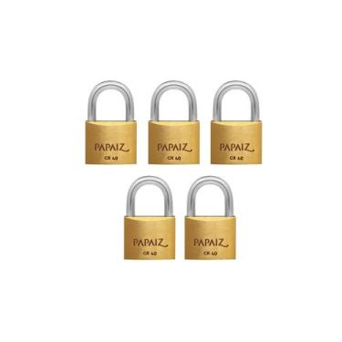 Imagem de Kit 5 Cadeado Mesmo Segredo 40MM Papaiz Segurança Latão