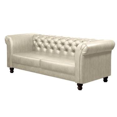 Imagem de Sofá Decorativo Sala de Estar Chesterfield 3 Lugares 200cm Couro Tiza 