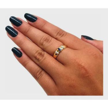 Imagem de Anel Ouro 18k Safira e Diamante Naturais Feminino Marquise 21819