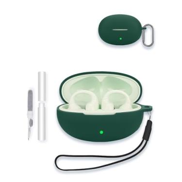 Imagem de Capa para fones de ouvido Edifier LolliClip sem fio verdadeiros sem fio, capa protetora de silicone macio WUNIAK resistente a arranhões com kit de limpeza, mosquetão e cordão, verde