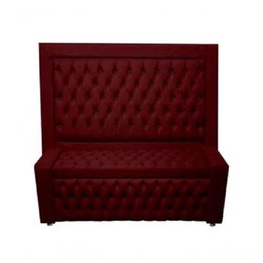 Imagem de Kit Cabeceira De Cama E Calçadeira Baú Retro Capitonê Botão Encapados King 195 Cm Suede Bordo Do Lar Móveis