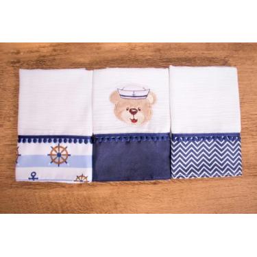 Imagem de Kit 3 Peças Fralda De Boca Para Bebê - Miguel Baby, Urso Marinheiro