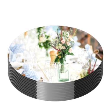 Imagem de 12 peças centrais redondas espelhadas para decoração de mesas, bandejas de acrílico de 25,4 cm para centros de mesa, espelho circular para velas, espelhos para mesas centrais de mesa, decorações de