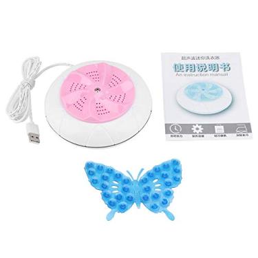 Imagem de Lavadora de Lavanderia, Mini Máquina de Lavar Portátil Viagens Ultrassônicas de Lavagem Viajar Com Manual Chinês para Casa (Rosa)