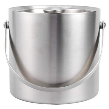Imagem de Balde de gelo barril de barril de gelo barril de vinho de parede dupla com tampa portátil 3l Grande capacidade de aço inoxidável silicone para casa de bar de barra de hotel Uso de
