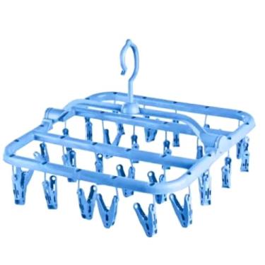 Imagem de Varal de Calcinha Cueca Roupa Intimas Multiuso 26 Prendedores Dobrável Retrátil Resistente(Azul)