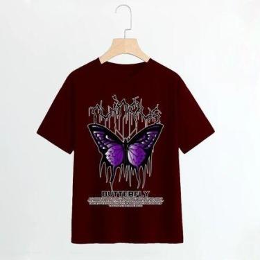 Imagem de Camisa camiseta básica streetwear "Borboleta roxa BUTTERFLY" - loja di