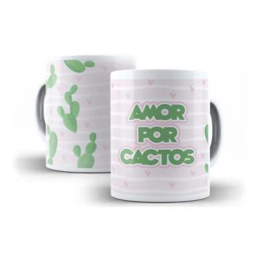 Imagem de Caneca Porcelana Amor Por Cactos Coleção Flor Na Caneca - Villa Caneca