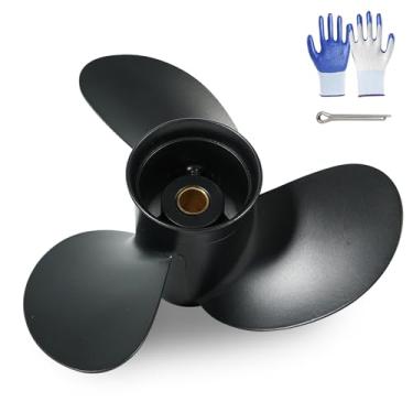 Imagem de Tonvesda Hélice externa de barco de alumínio para motores Tohatsu 8-9,8 HP, 12 dentes estriados, 8,5 x 7,5 8,5 x 9 8,5 x 9 8,5 x 9,5 8,9 x 8,5, RH (8,9 x 8,5)