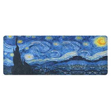 Imagem de Tofun Mouse Pad, Van Gogh Starry Night Extended Large Gaming Mouse Pad, 30 cm x 30 cm Base de borracha antiderrapante GG Grande Mousepad com bordas costuradas, teclado à prova d'água tapete de mesa