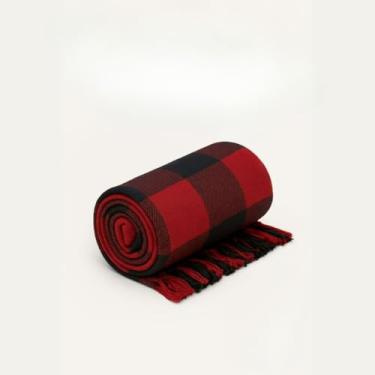 Imagem de Manta Para Sofá Gigante 2,40x1,80m Casal Algodão Promoção Decoração Direto da Fábrica Atacado (Xadrez Vermelho e Preto)