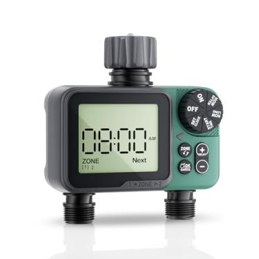 Imagem de Temporizador de irrigação, temporizador de água de 2 zonas com atraso de chuva/rega manual/sistema de controle automático de irrigação