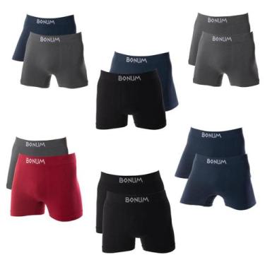 Imagem de Kit 2 Cuecas Boxer Poliamida Sem Costura Adulto Cores Sortidas - Bonum