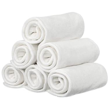 Imagem de Inserções de microfibra de bambu para adultos Fraldas de pano para cuidados com incontinência, lavável em 4 camadas reutilizável grande absorvente (6 peças)