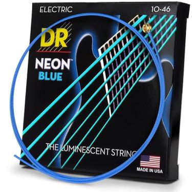 Imagem de DR Handmade Strings Cordas de guitarra elétrica média azul neon DR Hi-Def (NBE-10)