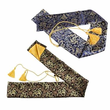 Imagem de FLURSAILE Capa Para Espada De 2 Peças, 51 Polegadas, Seda Sintética, Transporte Katana, Espadas Samurai