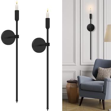 Imagem de Lumpro Arandelas De Parede Grandes 23 Polegadas, Conjunto 2, Suporte Montagem, Decoração Moderna E Chique Para Quarto, Sala Jantar, Estar (Preto)