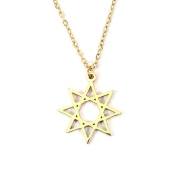 Imagem de Colar com símbolo da paz banhado a ouro 14K com pingente de aço inoxidável da estrela de Davi - joia judaica inter-religiosa para homens e mulheres, Small, Metal, Sem Pedra Preciosa