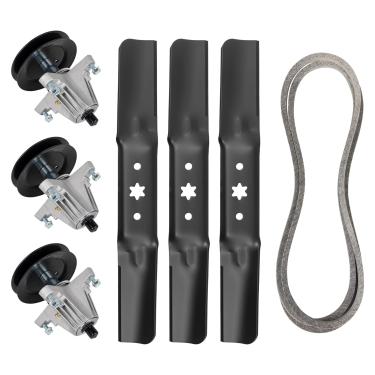 Imagem de Kit de reconstrução de deck de cortador de grama para Cub Cad et/MTD RZT L54 S54 L54KH L54KW S54KH Z6600 Z6900 Inclui 3 eixos 618-06978, 3 lâminas 742-05056A, 1 correia 954--04329