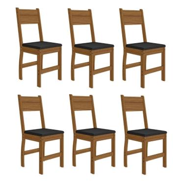 Imagem de Kit 6 Cadeiras para Cozinha Milano Carvalho/Preto