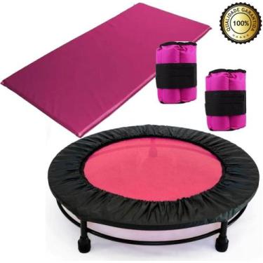 Imagem de Kit Ginástica Rosa -Jump+Colchonete+Caneleira 5 Kg+Capa Rosa - Infinit