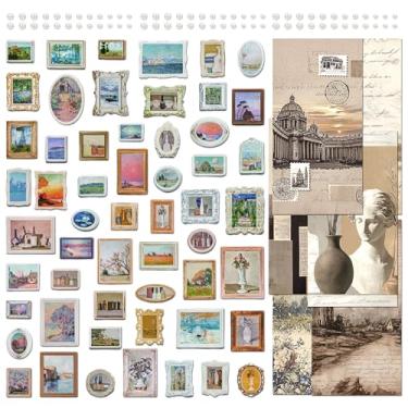 Imagem de 3 pacotes de suprimentos para scrapbooking retrô, adesivos estereoscópicos, pintura a óleo vintage, decoração, papel estético, decoupage clássico, papelão grosso e rígido para fazer cartões (Mona)