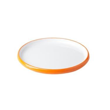 Imagem de Prato de prato frio de porcelana de imitação de melamina redonda de duas cores simples estilo nórdico - 25,4 cm laranja e branco duas cores