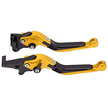 Imagem de Grcfumo 1 Par Alavanca de Freio, CNC Liga de Alumínio Acouta Motocicleta Brake Lever Alças, Embreagem Curta Brake Lever Handle para PCX 125 150 (Ouro)