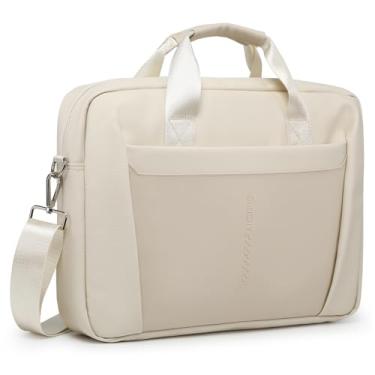 Imagem de GAOCHY Bolsa de Mensageiro para Laptop Granule de 15-16 Polegadas, Compatível com MacBook Pro 16 M4/M3/M2/M1, ASUS Vivobook 16/16X, Bolsa de Ombro para Laptop, Branco Pérola & Creme Rosa