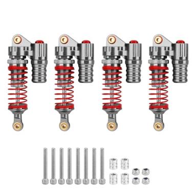 Imagem de Pothyes Amortecedor de óleo ajustável de alumínio para amortecedor de choque Axial SCX10 Capra Wraith TRX4 TRX6 D90 1/10 RC Crawler peças de atualização (titânio, 80 mm)