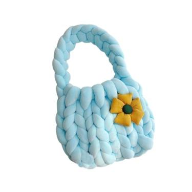 Imagem de UxicRuya Mulheres Bolsa de Crochet Saco acolchoado Bolsa Casual Versátil Decorativa macia de tecida à mão para viagens de primavera verão verão, Azul