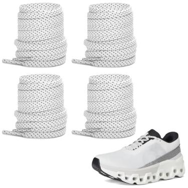 Imagem de NDTEZUGT 2 pares de cadarços para tênis ON Cloudmonster, cordões de substituição de 7 mm de poliéster duplo de bolinhas, Branco, 54"/140cm