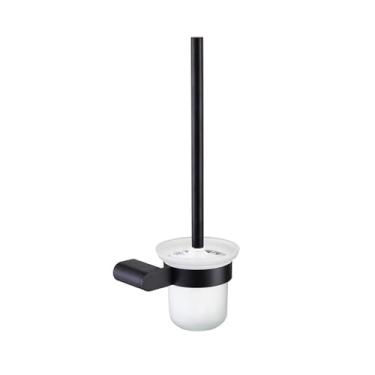 Imagem de Acessórios para banheiro preto fosco - Suporte para toalhas de parede, porta-papel e saboneteira | Conjunto de 4 peças, porta-escova de vaso sanitário