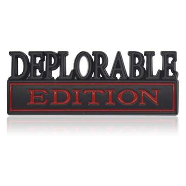 Imagem de GeeGeeTop Emblema universal edição deplorável adesivo de substituição para carro caminhão SUV compatível com Ford F150 Jeep Dodger Chevrolet Badge porta-malas dianteiro grade capô (preto + vermelho)