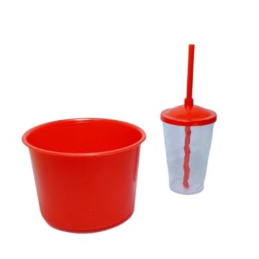 Imagem de Kit 30 Cinema Cristal Balde Pipoca 1,5L + Copo Twister 400ML - festas - aniversário - Lembrancinhas (VERMELHO/CRISTAL)
