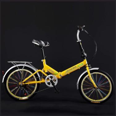 Imagem de Bicicleta Dobrável De 20 Polegadas Com Absorção De Choque Masculina E Feminina Adulta Senhora Bicicleta Portátil Para Deslocamento De Bicicleta, Orange, 20in