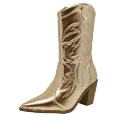 Imagem de Bota Country Feminina Metalizada Estilo Elegante Vizzano-Feminino