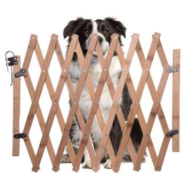 Imagem de Portao de Bambu Pet Cao Cachorro Criança Bebe Grade Sanfonada Retratil