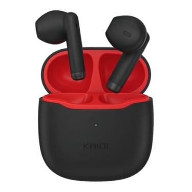 Imagem de Fone de Ouvido Sem Fio Bluetooth Kaidi KD-771, Som Estéreo, Case Recarregável, Preto com Vermelho – Ideal para Música, Chamadas e Esportes Compatível Todos Celulares Com Microfone e Redução de Ruído