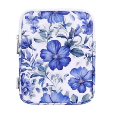 Imagem de Dadanism Capa acolchoada de 15 a 7 polegadas para Kindle Colorsoft Signature Edition de 17.8 cm e novo Kindle Paperwhite, bolsa protetora para K-indle/K-indle Oasis/Kobo E-Reader, flor azul